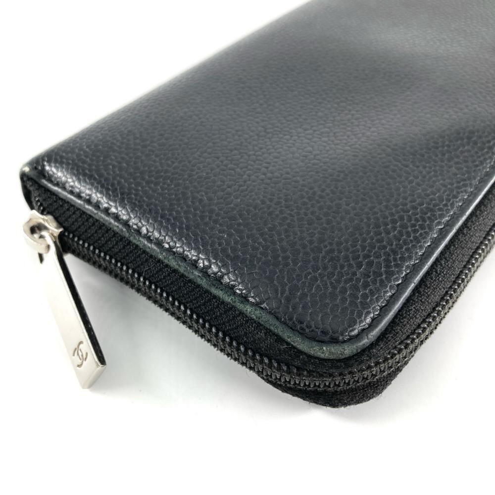 CHANEL Authentic Black Caviar Leather Logo Wallet - Picture 5 of 8
